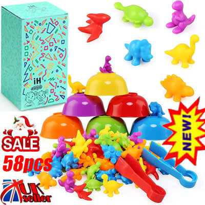 Toyzino Dinosaur Sorting Toy Set, 58 Pieces for Counting Play